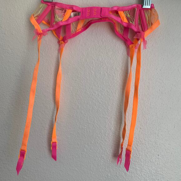 NEW For Love and Lemons Tulip Garter Belt in Neon Pink and Orange - Picture 4 of 10